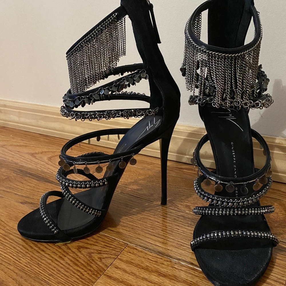 Giuseppe Zanotti Heels Silver Chain Sz 38